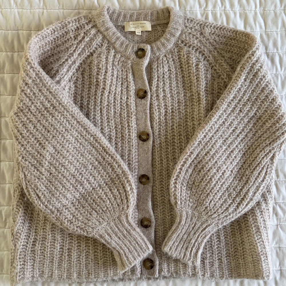 Sezane Emile Cardigan Light Beige - Size XXS